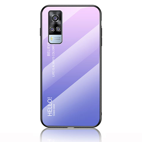 Coque Rebord Contour Silicone et Vitre Miroir Housse Etui Degrade Arc en Ciel LS1 pour Vivo Y31 (2021) Violet Clair