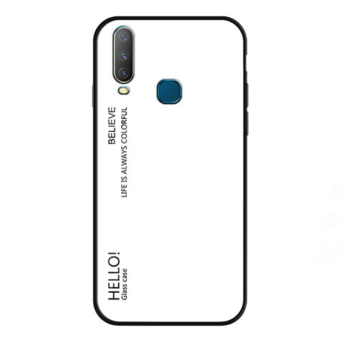 Coque Rebord Contour Silicone et Vitre Miroir Housse Etui Degrade Arc en Ciel LS1 pour Vivo Y3s Blanc