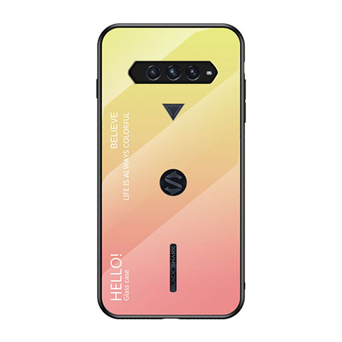 Coque Rebord Contour Silicone et Vitre Miroir Housse Etui Degrade Arc en Ciel LS1 pour Xiaomi Black Shark 4 Pro 5G Jaune