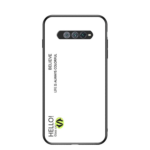 Coque Rebord Contour Silicone et Vitre Miroir Housse Etui Degrade Arc en Ciel LS1 pour Xiaomi Black Shark 4S 5G Blanc