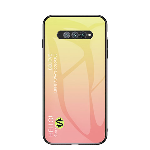 Coque Rebord Contour Silicone et Vitre Miroir Housse Etui Degrade Arc en Ciel LS1 pour Xiaomi Black Shark 4S 5G Jaune