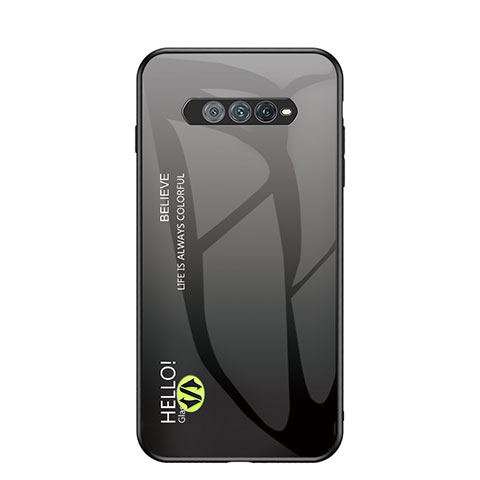 Coque Rebord Contour Silicone et Vitre Miroir Housse Etui Degrade Arc en Ciel LS1 pour Xiaomi Black Shark 5 RS 5G Gris Fonce