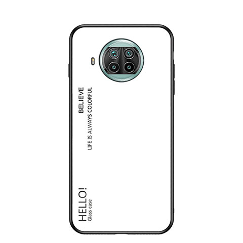 Coque Rebord Contour Silicone et Vitre Miroir Housse Etui Degrade Arc en Ciel LS1 pour Xiaomi Mi 10i 5G Blanc