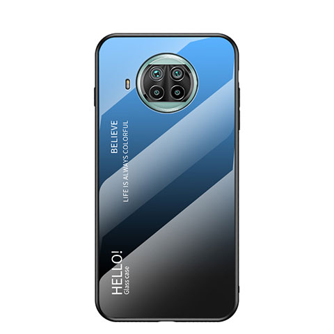 Coque Rebord Contour Silicone et Vitre Miroir Housse Etui Degrade Arc en Ciel LS1 pour Xiaomi Mi 10i 5G Bleu
