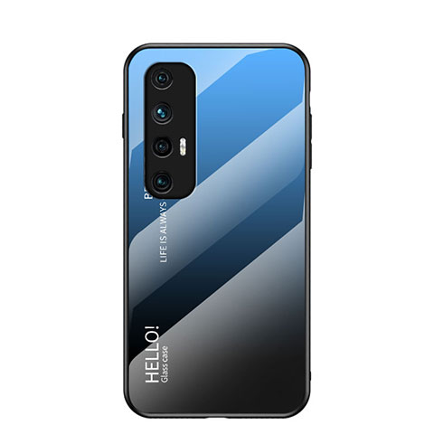 Coque Rebord Contour Silicone et Vitre Miroir Housse Etui Degrade Arc en Ciel LS1 pour Xiaomi Mi 10S 5G Bleu