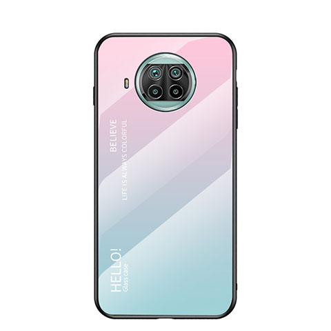 Coque Rebord Contour Silicone et Vitre Miroir Housse Etui Degrade Arc en Ciel LS1 pour Xiaomi Mi 10T Lite 5G Cyan