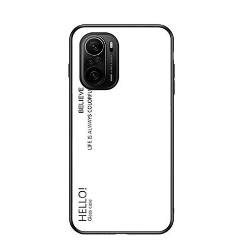 Coque Rebord Contour Silicone et Vitre Miroir Housse Etui Degrade Arc en Ciel LS1 pour Xiaomi Mi 11i 5G Blanc