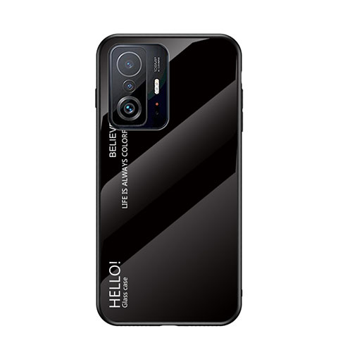 Coque Rebord Contour Silicone et Vitre Miroir Housse Etui Degrade Arc en Ciel LS1 pour Xiaomi Mi 11T 5G Noir