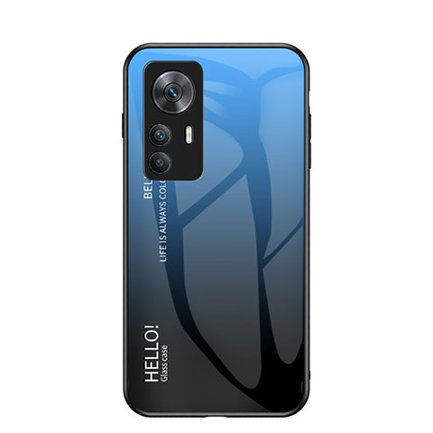 Coque Rebord Contour Silicone et Vitre Miroir Housse Etui Degrade Arc en Ciel LS1 pour Xiaomi Mi 12T 5G Bleu