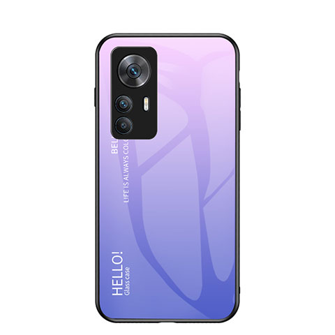 Coque Rebord Contour Silicone et Vitre Miroir Housse Etui Degrade Arc en Ciel LS1 pour Xiaomi Mi 12T 5G Violet Clair