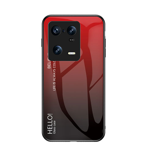 Coque Rebord Contour Silicone et Vitre Miroir Housse Etui Degrade Arc en Ciel LS1 pour Xiaomi Mi 13 Pro 5G Rouge