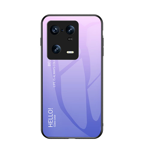 Coque Rebord Contour Silicone et Vitre Miroir Housse Etui Degrade Arc en Ciel LS1 pour Xiaomi Mi 13 Pro 5G Violet Clair