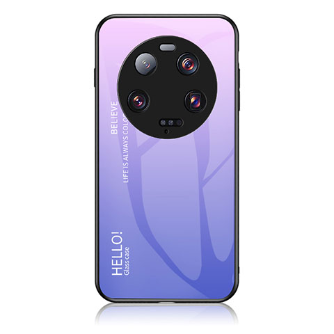 Coque Rebord Contour Silicone et Vitre Miroir Housse Etui Degrade Arc en Ciel LS1 pour Xiaomi Mi 13 Ultra 5G Violet Clair