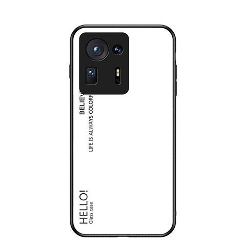 Coque Rebord Contour Silicone et Vitre Miroir Housse Etui Degrade Arc en Ciel LS1 pour Xiaomi Mi Mix 4 5G Blanc