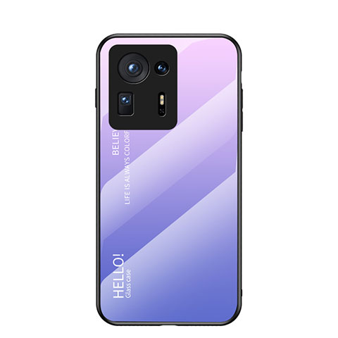 Coque Rebord Contour Silicone et Vitre Miroir Housse Etui Degrade Arc en Ciel LS1 pour Xiaomi Mi Mix 4 5G Violet Clair