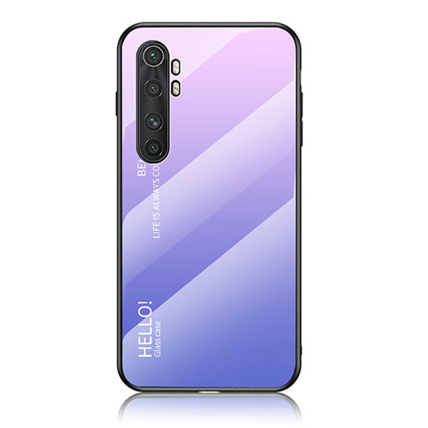 Coque Rebord Contour Silicone et Vitre Miroir Housse Etui Degrade Arc en Ciel LS1 pour Xiaomi Mi Note 10 Lite Violet Clair