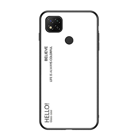 Coque Rebord Contour Silicone et Vitre Miroir Housse Etui Degrade Arc en Ciel LS1 pour Xiaomi POCO C3 Blanc