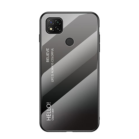 Coque Rebord Contour Silicone et Vitre Miroir Housse Etui Degrade Arc en Ciel LS1 pour Xiaomi POCO C3 Gris Fonce