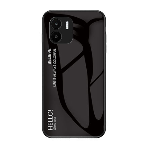 Coque Rebord Contour Silicone et Vitre Miroir Housse Etui Degrade Arc en Ciel LS1 pour Xiaomi Poco C50 Noir