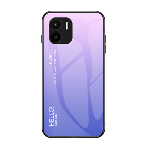 Coque Rebord Contour Silicone et Vitre Miroir Housse Etui Degrade Arc en Ciel LS1 pour Xiaomi Poco C50 Violet Clair