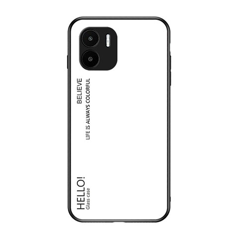 Coque Rebord Contour Silicone et Vitre Miroir Housse Etui Degrade Arc en Ciel LS1 pour Xiaomi Poco C51 Blanc