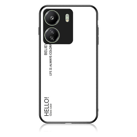 Coque Rebord Contour Silicone et Vitre Miroir Housse Etui Degrade Arc en Ciel LS1 pour Xiaomi Poco C65 Blanc