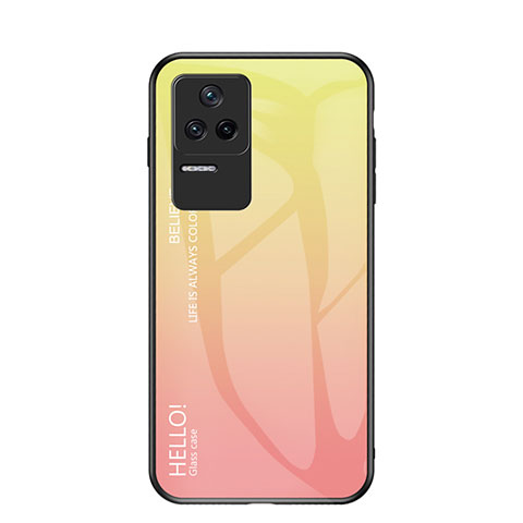 Coque Rebord Contour Silicone et Vitre Miroir Housse Etui Degrade Arc en Ciel LS1 pour Xiaomi Poco F4 5G Jaune