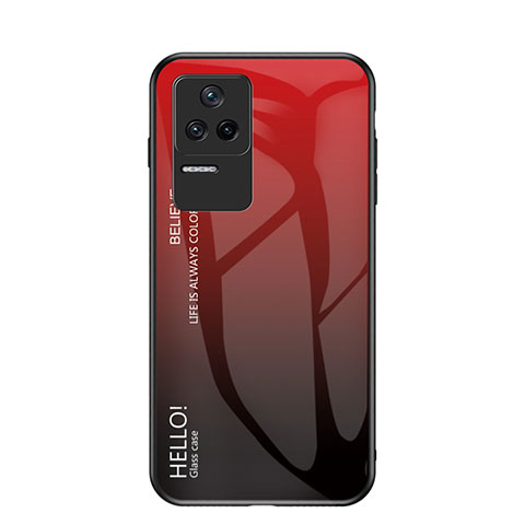 Coque Rebord Contour Silicone et Vitre Miroir Housse Etui Degrade Arc en Ciel LS1 pour Xiaomi Poco F4 5G Rouge