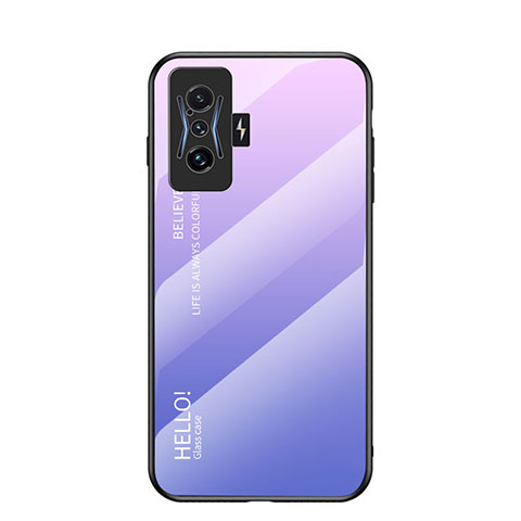 Coque Rebord Contour Silicone et Vitre Miroir Housse Etui Degrade Arc en Ciel LS1 pour Xiaomi Poco F4 GT 5G Violet Clair