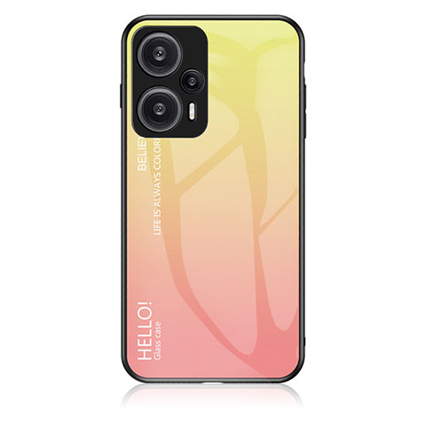 Coque Rebord Contour Silicone et Vitre Miroir Housse Etui Degrade Arc en Ciel LS1 pour Xiaomi Poco F5 5G Jaune