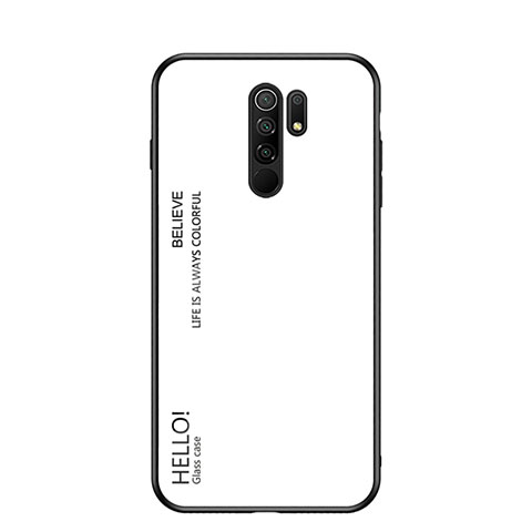 Coque Rebord Contour Silicone et Vitre Miroir Housse Etui Degrade Arc en Ciel LS1 pour Xiaomi Poco M2 Blanc