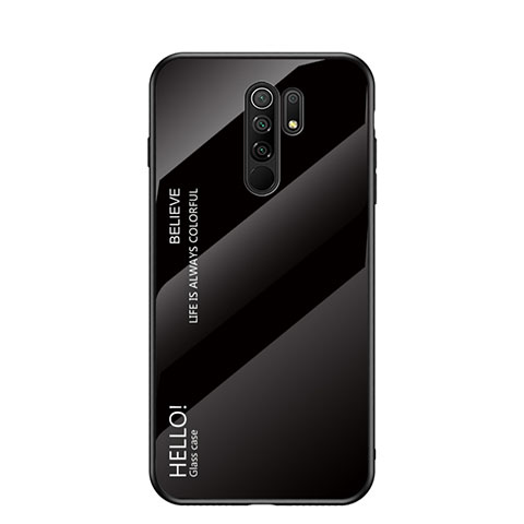 Coque Rebord Contour Silicone et Vitre Miroir Housse Etui Degrade Arc en Ciel LS1 pour Xiaomi Poco M2 Noir