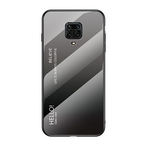 Coque Rebord Contour Silicone et Vitre Miroir Housse Etui Degrade Arc en Ciel LS1 pour Xiaomi Poco M2 Pro Gris Fonce