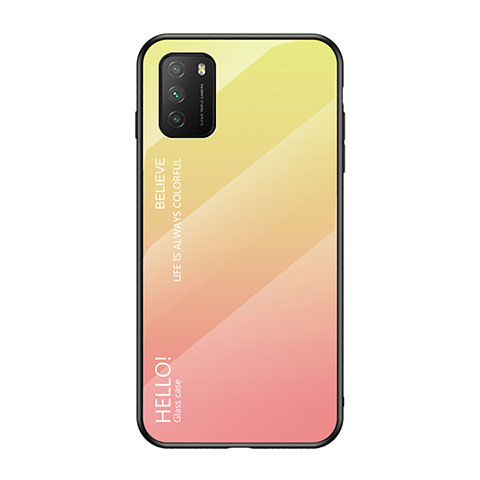 Coque Rebord Contour Silicone et Vitre Miroir Housse Etui Degrade Arc en Ciel LS1 pour Xiaomi Poco M3 Jaune