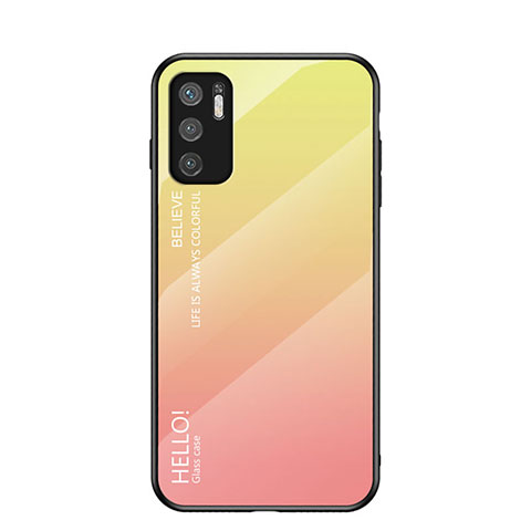 Coque Rebord Contour Silicone et Vitre Miroir Housse Etui Degrade Arc en Ciel LS1 pour Xiaomi POCO M3 Pro 5G Jaune