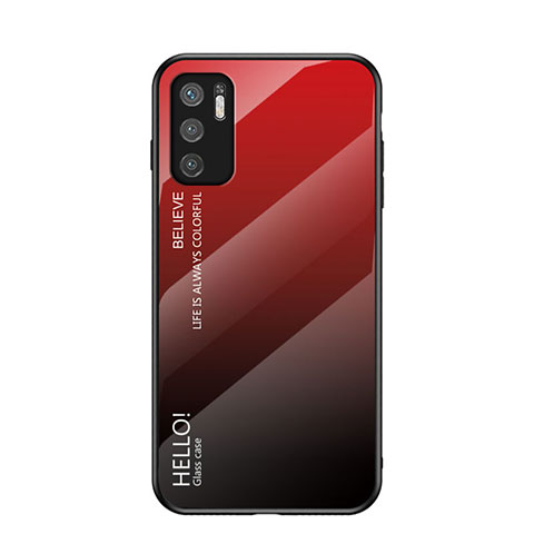 Coque Rebord Contour Silicone et Vitre Miroir Housse Etui Degrade Arc en Ciel LS1 pour Xiaomi POCO M3 Pro 5G Rouge