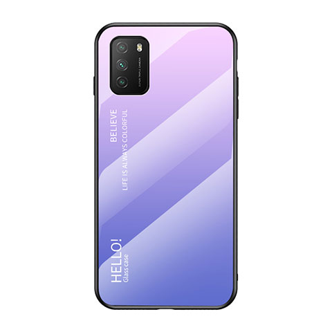 Coque Rebord Contour Silicone et Vitre Miroir Housse Etui Degrade Arc en Ciel LS1 pour Xiaomi Poco M3 Violet Clair