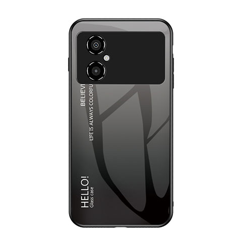 Coque Rebord Contour Silicone et Vitre Miroir Housse Etui Degrade Arc en Ciel LS1 pour Xiaomi Poco M4 5G Gris Fonce
