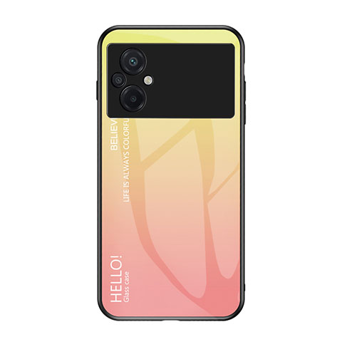 Coque Rebord Contour Silicone et Vitre Miroir Housse Etui Degrade Arc en Ciel LS1 pour Xiaomi Poco M5 4G Jaune