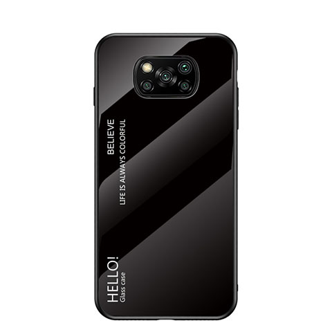 Coque Rebord Contour Silicone et Vitre Miroir Housse Etui Degrade Arc en Ciel LS1 pour Xiaomi Poco X3 Pro Noir