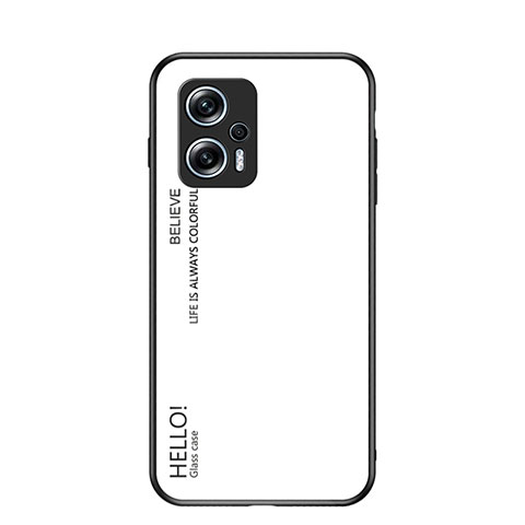 Coque Rebord Contour Silicone et Vitre Miroir Housse Etui Degrade Arc en Ciel LS1 pour Xiaomi Poco X4 GT 5G Blanc