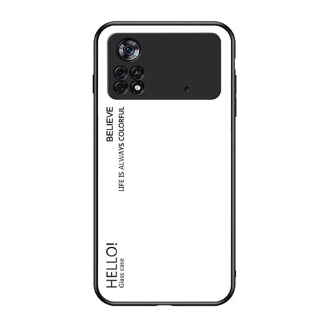 Coque Rebord Contour Silicone et Vitre Miroir Housse Etui Degrade Arc en Ciel LS1 pour Xiaomi Poco X4 Pro 5G Blanc