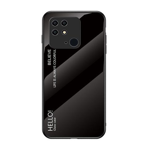 Coque Rebord Contour Silicone et Vitre Miroir Housse Etui Degrade Arc en Ciel LS1 pour Xiaomi Redmi 10 India Noir