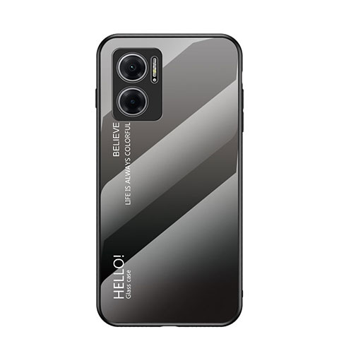 Coque Rebord Contour Silicone et Vitre Miroir Housse Etui Degrade Arc en Ciel LS1 pour Xiaomi Redmi 10 Prime Plus 5G Gris Fonce