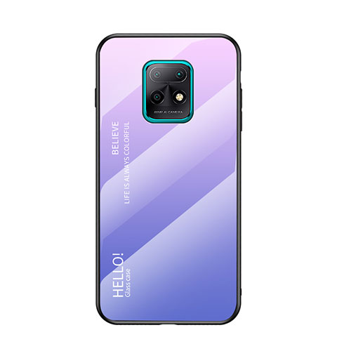 Coque Rebord Contour Silicone et Vitre Miroir Housse Etui Degrade Arc en Ciel LS1 pour Xiaomi Redmi 10X Pro 5G Violet Clair