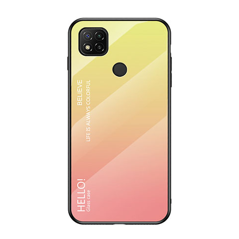 Coque Rebord Contour Silicone et Vitre Miroir Housse Etui Degrade Arc en Ciel LS1 pour Xiaomi Redmi 9 Activ Jaune