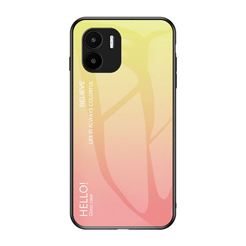 Coque Rebord Contour Silicone et Vitre Miroir Housse Etui Degrade Arc en Ciel LS1 pour Xiaomi Redmi A1 Jaune