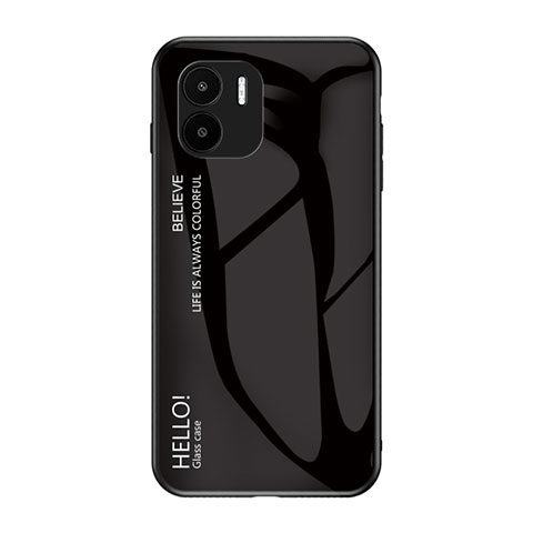 Coque Rebord Contour Silicone et Vitre Miroir Housse Etui Degrade Arc en Ciel LS1 pour Xiaomi Redmi A1 Noir