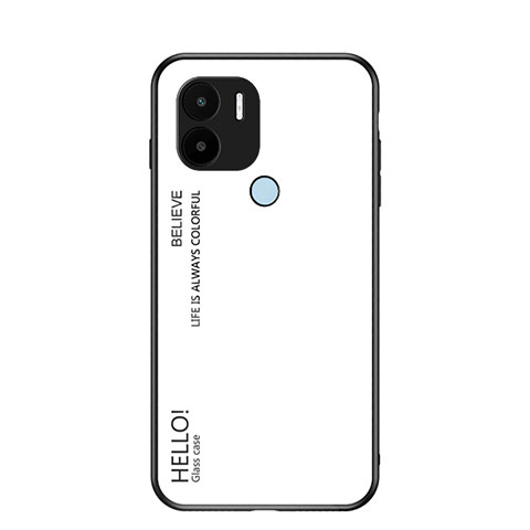 Coque Rebord Contour Silicone et Vitre Miroir Housse Etui Degrade Arc en Ciel LS1 pour Xiaomi Redmi A1 Plus Blanc