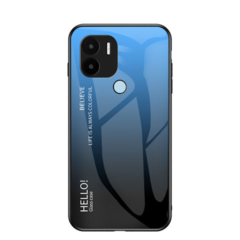 Coque Rebord Contour Silicone et Vitre Miroir Housse Etui Degrade Arc en Ciel LS1 pour Xiaomi Redmi A1 Plus Bleu